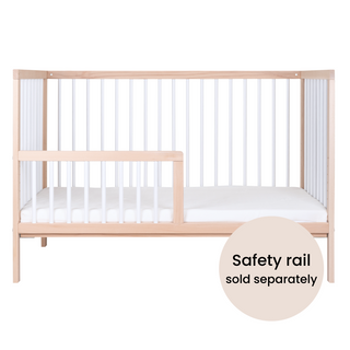 Mini Cot Bed With Natural Mattress - White Beech