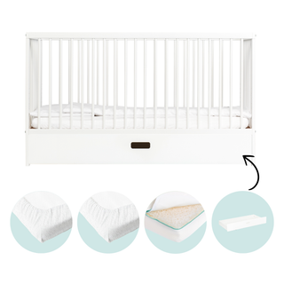 Midi Cot Bed With Mattress - Ultimate Air Bundle 5 in 1 - White