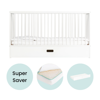 Midi Cot Bed With Drawer & Luxury Breathable Air Mattress - White