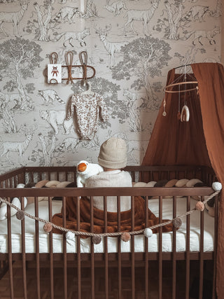 Mini Cot Bed - Walnut (120x60) Solid Beechwood