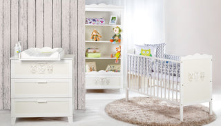 Emma (Cot With Drawer) 2 Piece Nursery Furniture Set | White - Mokee