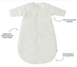 Jollein Sleeping Bag with Removable Sleeves - Ivory Rib 70cm (3-6 months)
