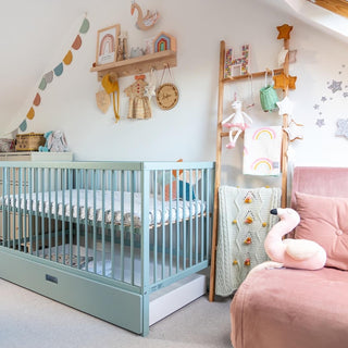 Midi Cot Bed - Stone Teal (140 x 70) Solid Beechwood