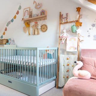 Mini Cot Bed - Stone Teal (120x60) Solid Beechwood