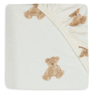 Jollein Cot Bed Fitted Sheet | 140 x 70 cm - Teddy Bear
