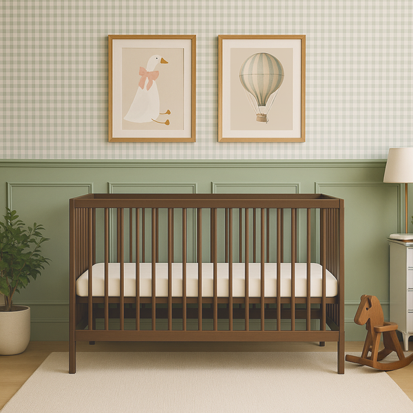 Mini Cot Bed - Walnut (120x60) Solid Beechwood