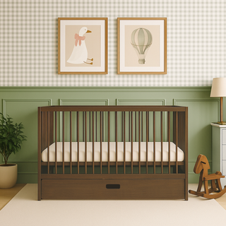 Midi Cot Bed with Drawer - Walnut