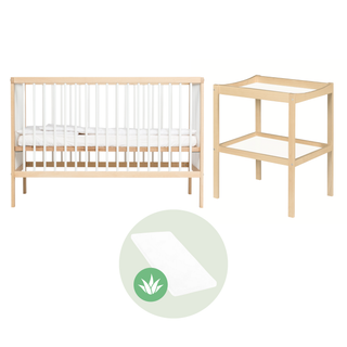 2 Piece Nursery Furniture Set - White Beech (120x60) - Mokee